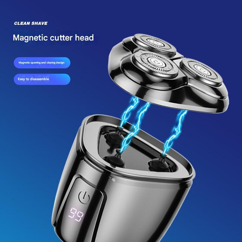 Black Mini Electric Shaver for Men - Portable & Rechargeable Razor for Travel - Image 3