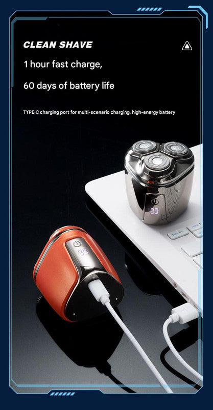 Orange Mini Electric Shaver for Men - Portable & Rechargeable Razor for Travel - Image 4