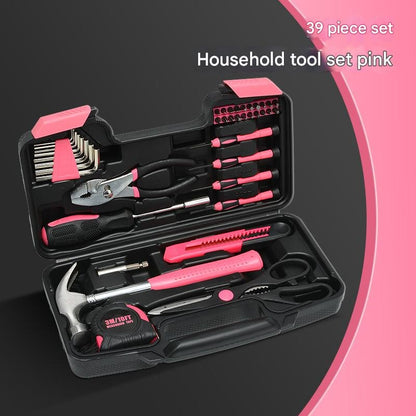 39-Piece Home Tool Kit - Pink Carbon Steel Hardware Set - Image 2