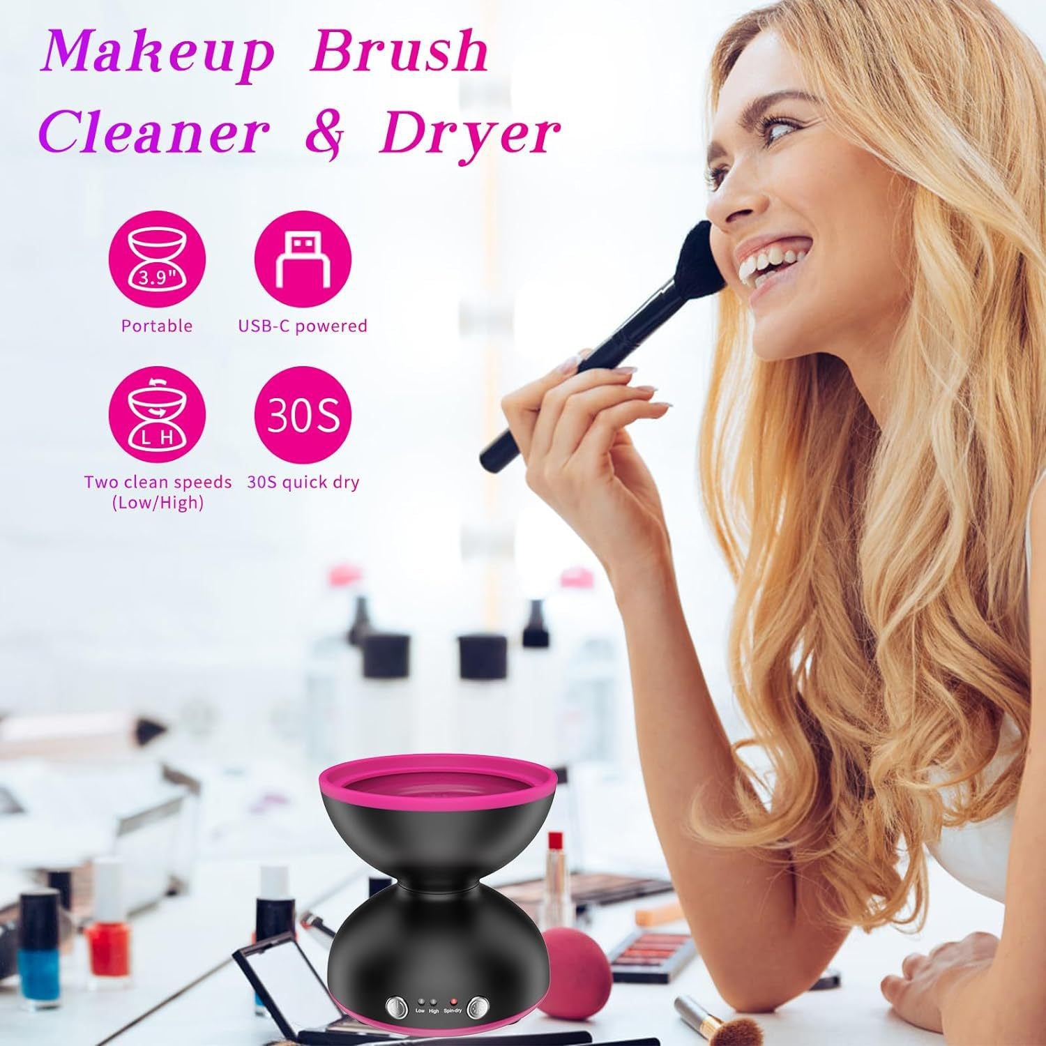 Black Electric Makeup Brush Cleaner - Fast & Deep Cleaning, USB Powered - Image 3