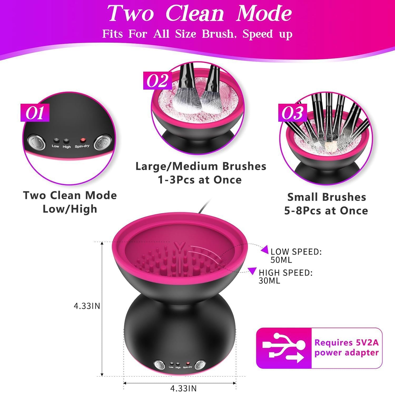 Black Electric Makeup Brush Cleaner - Fast & Deep Cleaning, USB Powered - Image 4