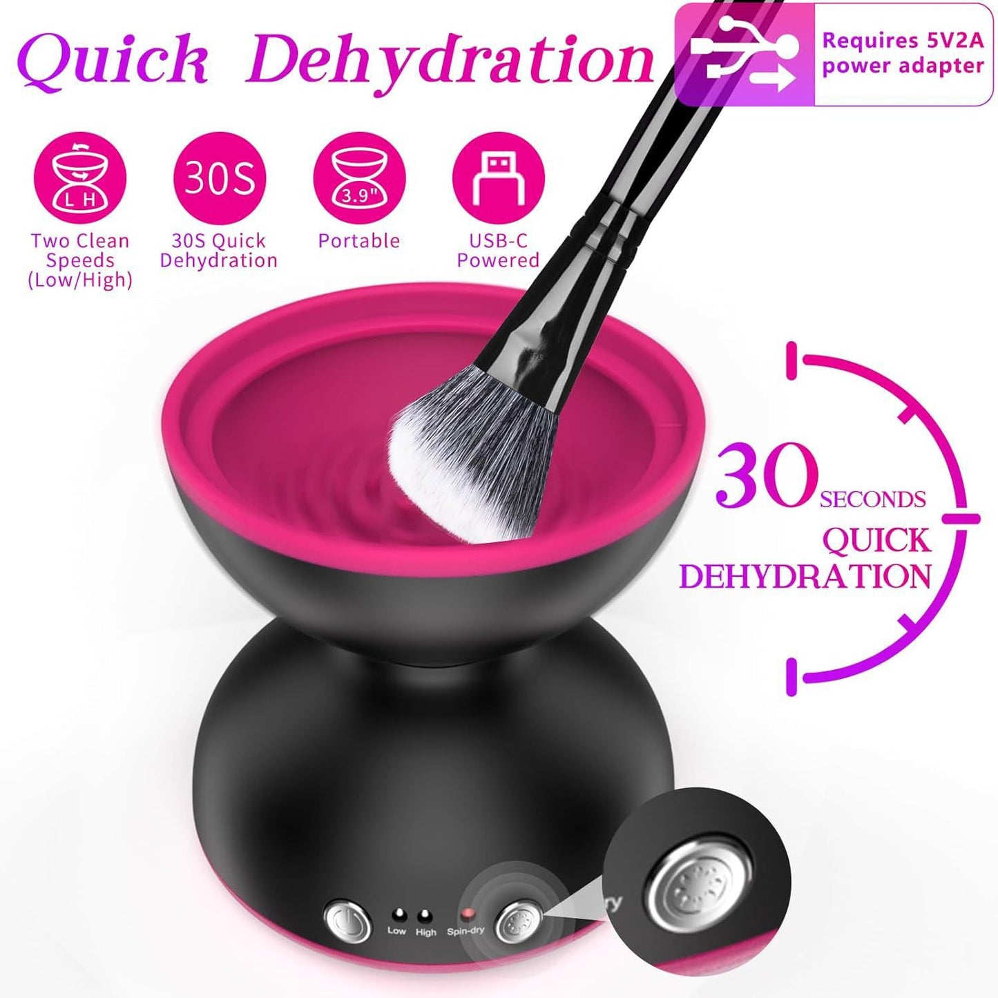 Black Electric Makeup Brush Cleaner - Fast & Deep Cleaning, USB Powered - Image 8