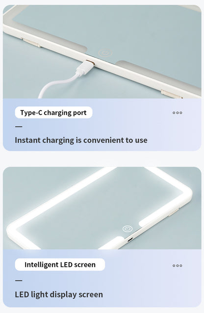 White Single button Car Sun Visor Makeup Mirror with LED Light - Tri-Color, Touch Control - Image 3