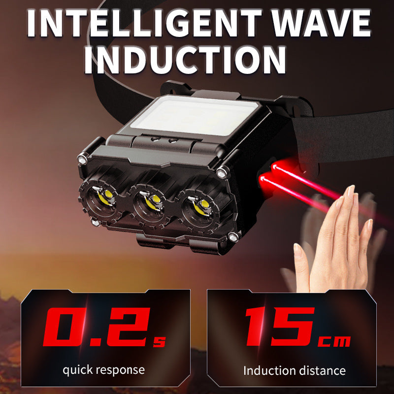 Beige Rechargeable LED Headlight -  Cap Light, Long Lasting Camping Light - Image 4