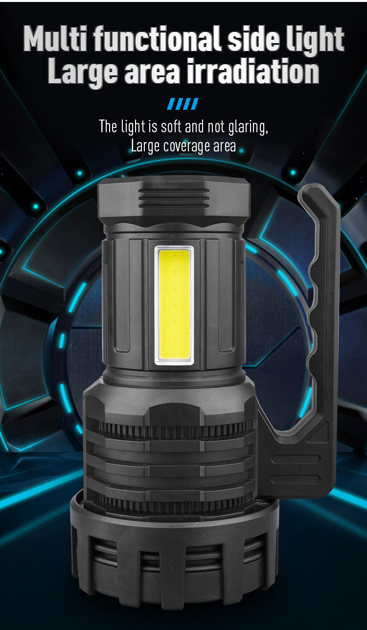 Black LED Searchlight - Rechargeable Handheld Spotlight, 500m Range, Long Lasting - Image 5