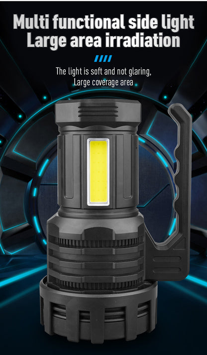 Black LED Searchlight - Rechargeable Handheld Spotlight, 500m Range, Long Lasting - Image 5