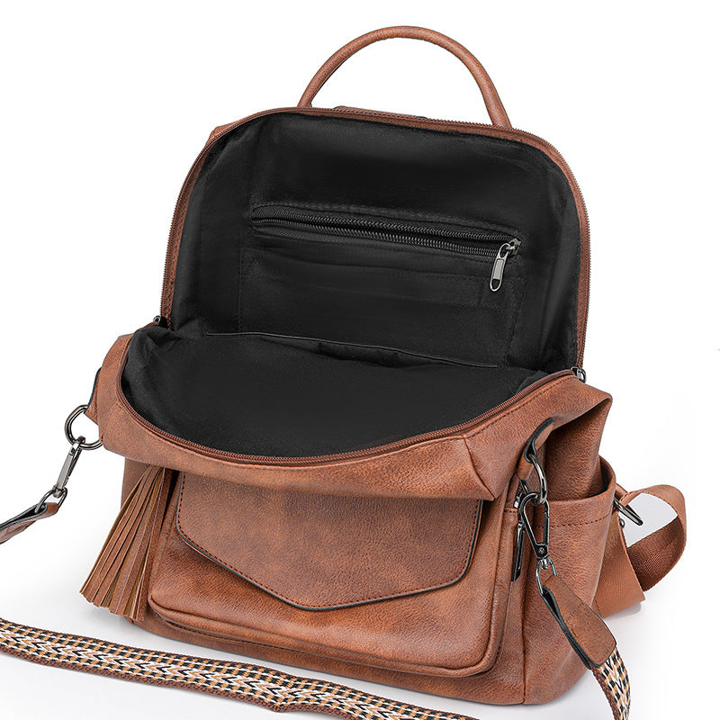 Purple Fashionable Women's Backpack Set - With Coin Purse and Tassels - Image 2