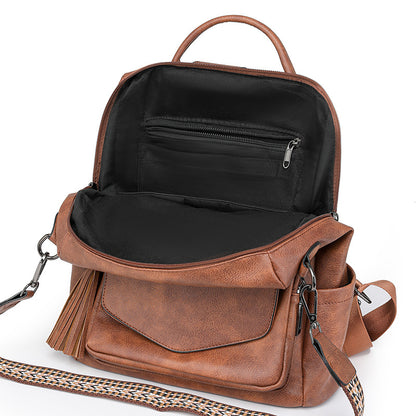 Purple Fashionable Women's Backpack Set - With Coin Purse and Tassels - Image 2