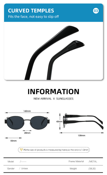 Gold + Black 2-PCS Retro Oval Sunglasses with UV Protection for Men & Women - Image 5