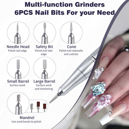 White Professional 45000RPM Rechargeable Nail Drill - Portable Electric Nail File for Manicure & Pedicure - Image 4