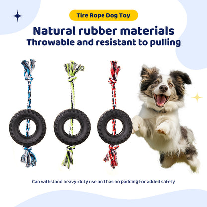 Blue Interactive Tire Rope Dog Toy - Heavy Duty Chew Toy for Dental Health & Play - Image 2