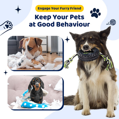 Blue Interactive Tire Rope Dog Toy - Heavy Duty Chew Toy for Dental Health & Play - Image 3
