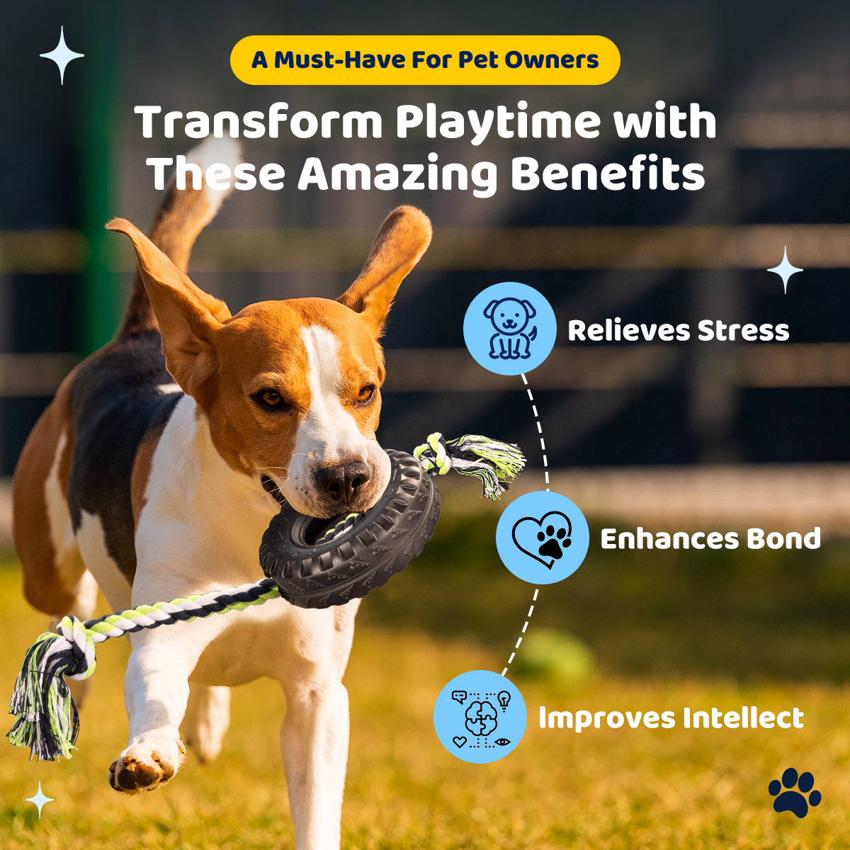 Blue Interactive Tire Rope Dog Toy - Heavy Duty Chew Toy for Dental Health & Play - Image 4