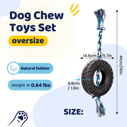 Blue Interactive Tire Rope Dog Toy - Heavy Duty Chew Toy for Dental Health & Play - Image 5