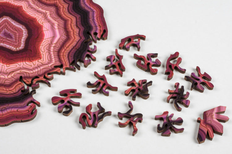 Red Algorithmic Agate Jigsaw Puzzle - 164 Unique Wooden Pieces - Image 2