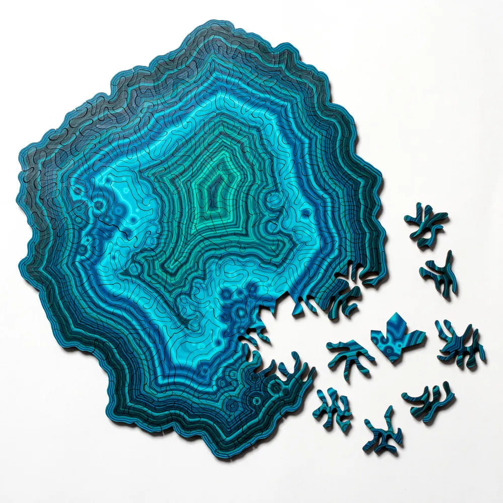 Green Algorithmic Agate Jigsaw Puzzle - 164 Unique Wooden Pieces