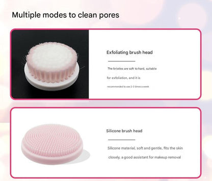 Pink Rechargeable Facial Cleansing Brush Kit with 4 Heads & Charging Dock - Image 7
