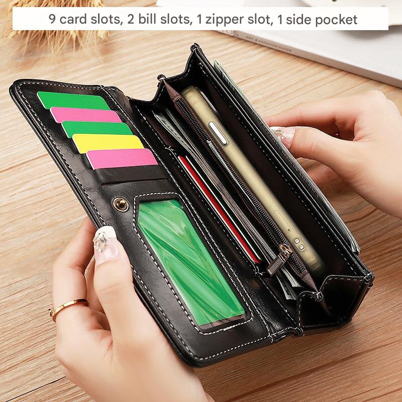 Pink Classic Long Bifold Wallet for Women - Large Capacity Card Holder - Image 2