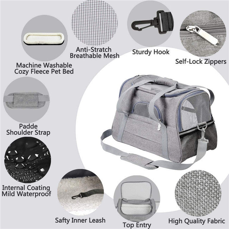 Portable Pet Bag for Small Dogs and Cats - Black Travel Tote with Pet Mat (44x25x28cm) - Image 4