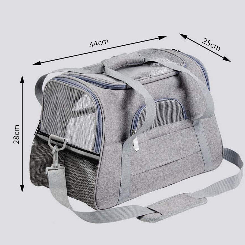 Portable Pet Bag for Small Dogs and Cats - Dark blue Travel Tote with Pet Mat (44x25x28cm) - Image 5