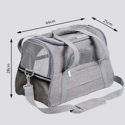 Portable Pet Bag for Small Dogs and Cats - Dark blue Travel Tote with Pet Mat (44x25x28cm) - Image 5