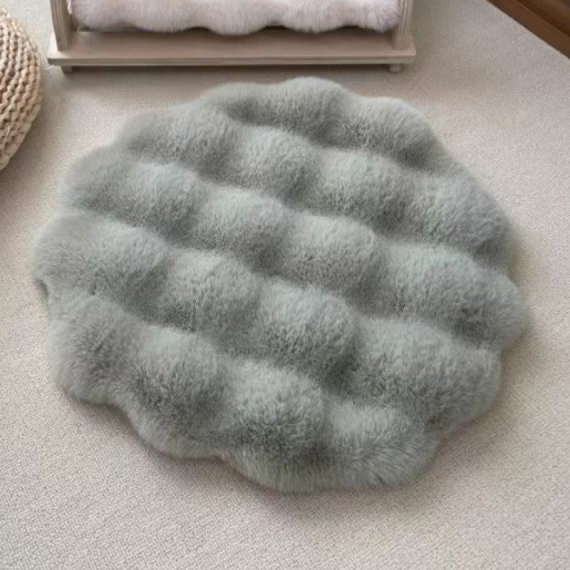 Matcha color Plush Round Cat Mat - Soft Faux Fur Sleeping Pad (40cm Diameter) - Image 3