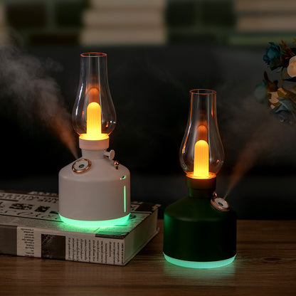 Green Retro Kerosene Lamp Humidifier - Rechargeable Cool Mist Maker with Dimmable Light - Image 2