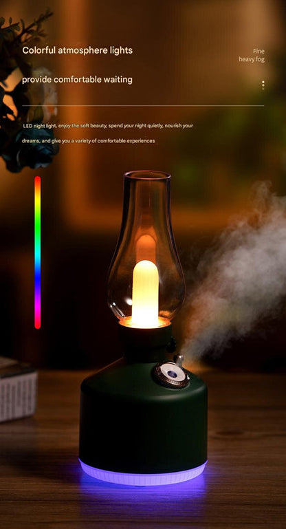 Green Retro Kerosene Lamp Humidifier - Rechargeable Cool Mist Maker with Dimmable Light - Image 5