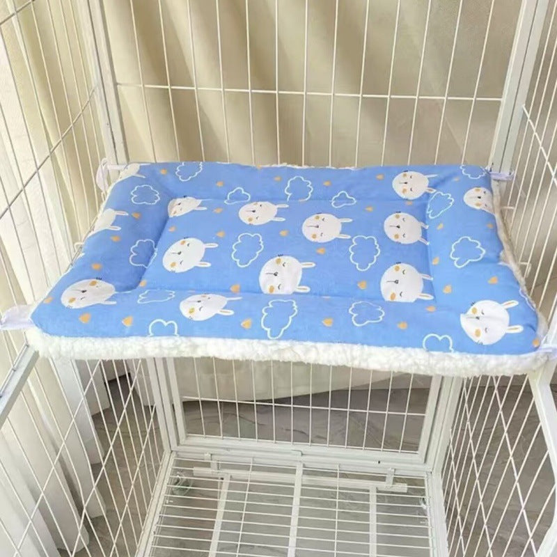 Cat Cage Platform Mat - Rabbit pattern on Blue background (40x60cm) - Image 2