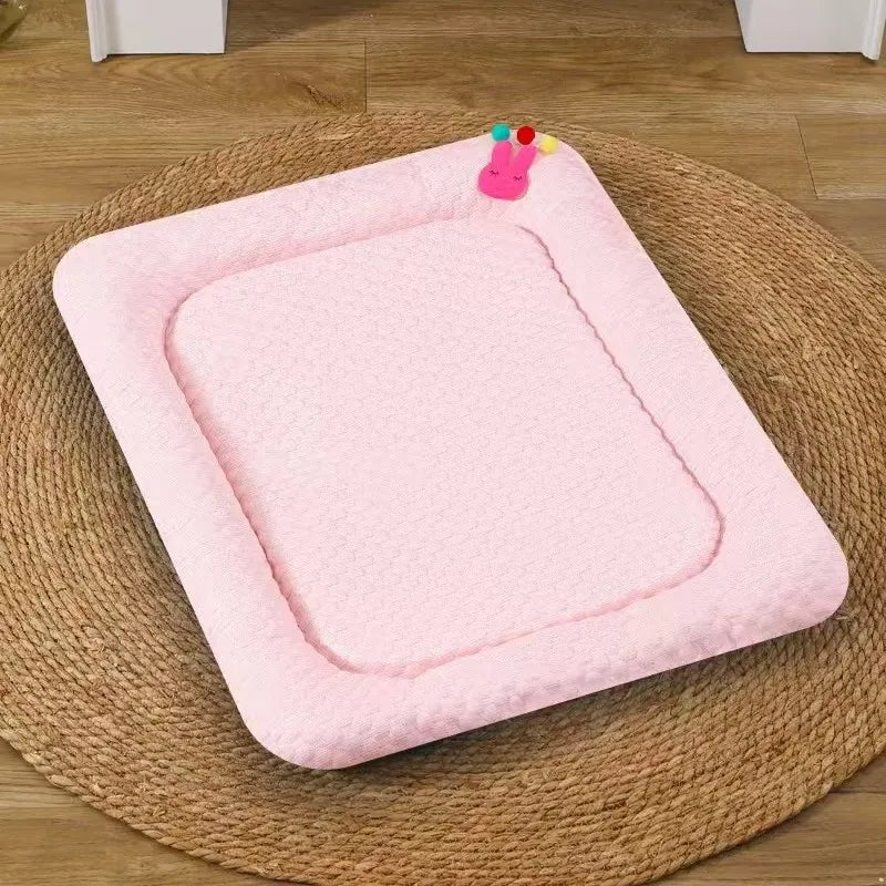 Pink Breathable Cooling Pet Mat - Ice Bean Summer Bed for Small Dogs (S : 35x47cm)