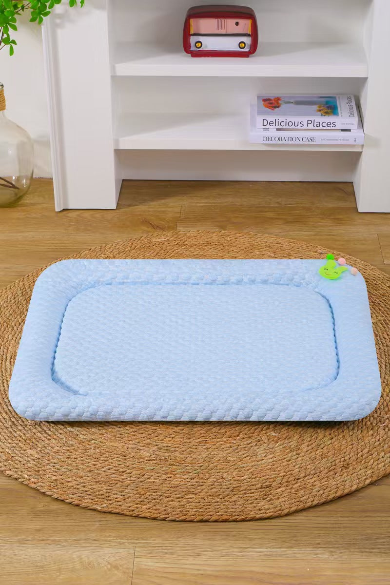 Blue Breathable Cooling Pet Mat - Ice Bean Summer Bed for Small Dogs (M : 42x58cm) - Image 2