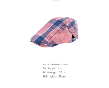 2-PCS Yellow Lightweight Checkered Flat Cap - Adjustable Retro Driver Hat for Men & Women - Image 5