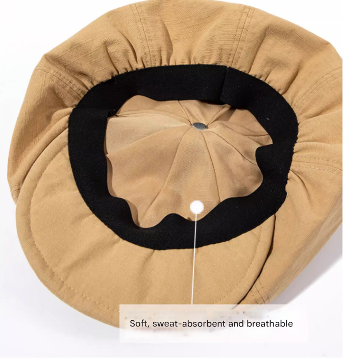 Beige Women's Vintage Style Baker Boy Cap - Soft Cotton Linen Blend - Image 4
