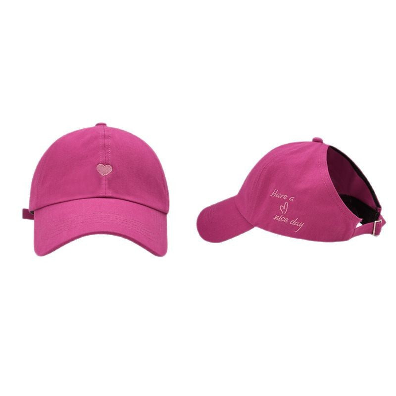Rose Red Stylish Ponytail Opening Baseball Cap - "Have a Nice Day" Embroidery - Image 2