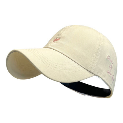 Beige Stylish Ponytail Opening Baseball Cap - Have a Nice Day" Embroidery" - Image 2