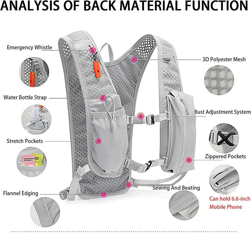 Black Lightweight Hydration Vest Pack - Breathable Running & Cycling Backpack - Image 4