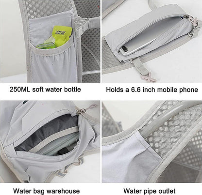 Grey Lightweight Hydration Vest Pack - Breathable Running & Cycling Backpack - Image 3