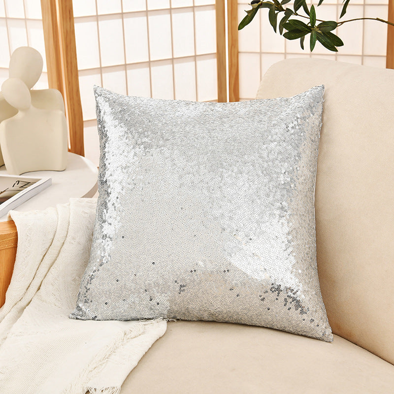Shiny Sequin Pillowcase - Single-sided gorgeous pillowcase  (Silver pair: 45x45cm) - Image 2