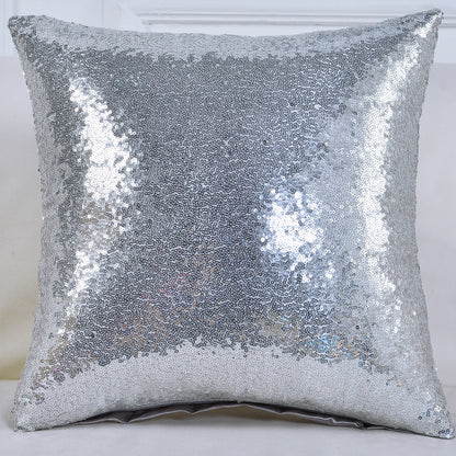 Shiny Sequin Pillowcase - Single-sided gorgeous pillowcase  (Silver pair: 45x45cm) - Image 3