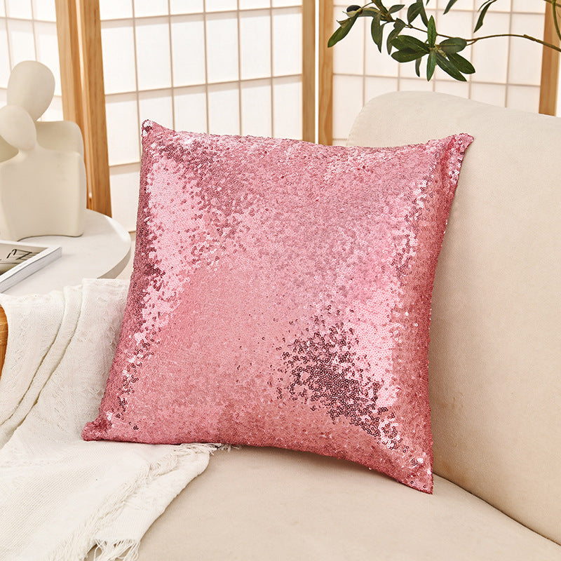 Shiny Sequin Pillowcase - Single-sided gorgeous pillowcase  (Pink pair: 40x40cm) - Image 2