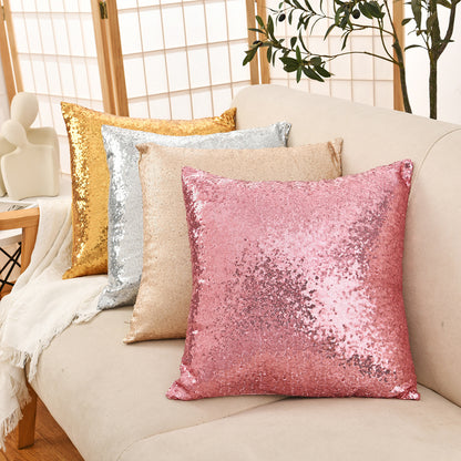 Shiny Sequin Pillowcase - Single-sided gorgeous pillowcase  (Pink pair: 40x40cm) - Image 3