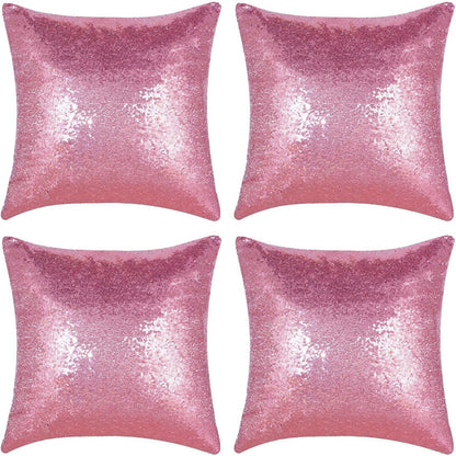 Shiny Sequin Pillowcase - Single-sided gorgeous pillowcase  (Pink pair: 40x40cm) - Image 4