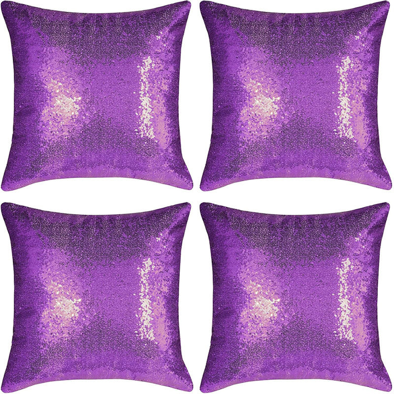 Shiny Sequin Pillowcase - Single-sided gorgeous pillowcase  (Purple pair: 40x40cm) - Image 4