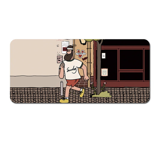 Extended Gaming Mousepad (90x40x0.4cm) - Big Beard Uncle Design, Stitched Edges - Style 5