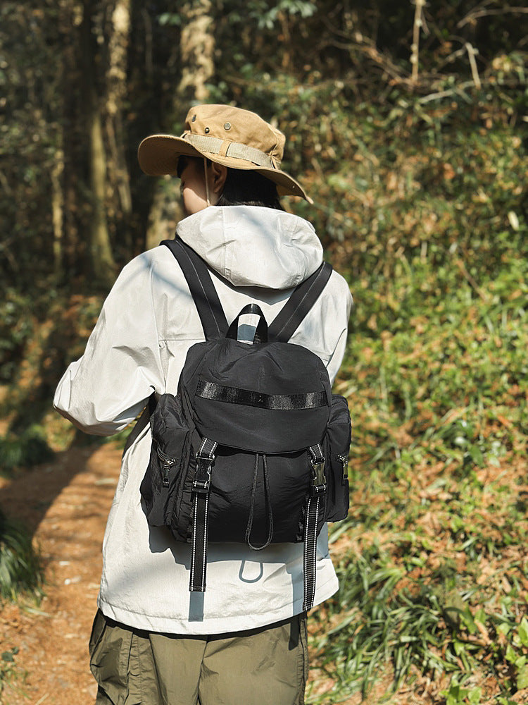 Black Lightweight Nylon Backpack - Water Resistant Travel Daypack for Women & Men - Image 3