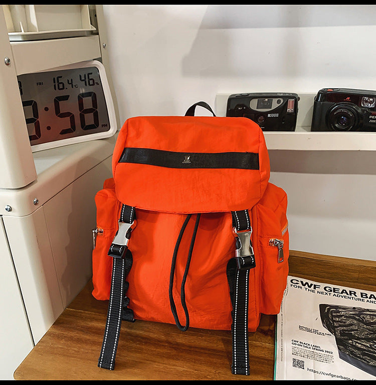 Orange Lightweight Nylon Backpack - Water Resistant Travel Daypack for Women & Men - Image 2