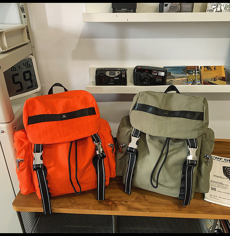 Orange Lightweight Nylon Backpack - Water Resistant Travel Daypack for Women & Men - Image 3