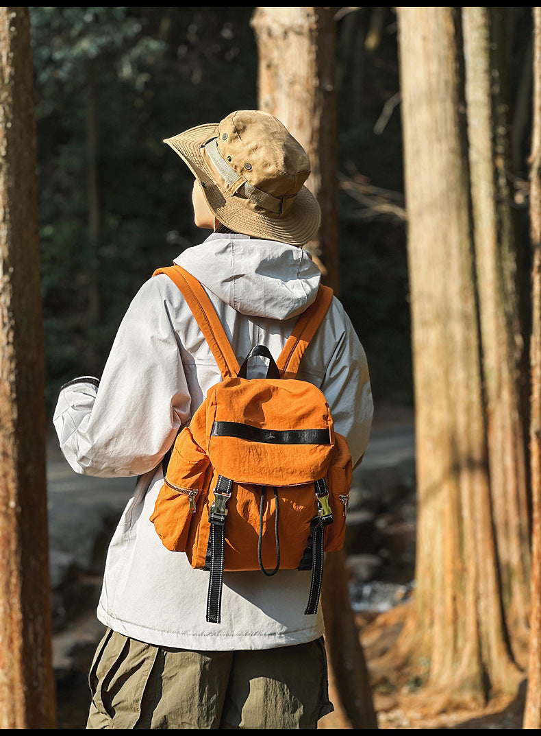 Brown Lightweight Nylon Backpack - Water Resistant Travel Daypack for Women & Men - Image 3