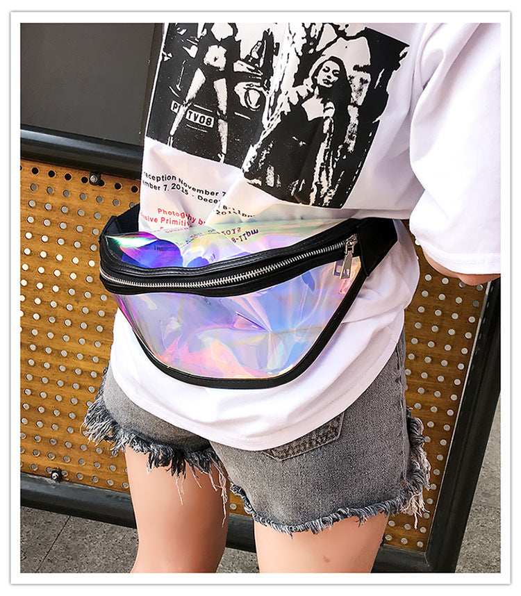 Black Transparent Waist Bag - Shiny Laser Waist Bag Crossbody Bag - Image 2