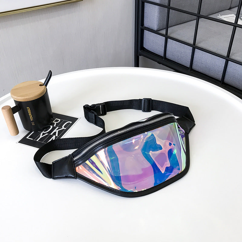Black Transparent Waist Bag - Shiny Laser Waist Bag Crossbody Bag - Image 3